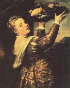 Girl with a Basket of Fruits (Lavinia) r TIZIANO Vecellio